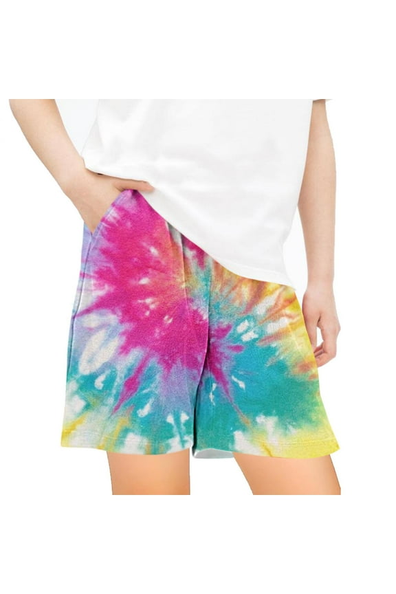 Shorts for Boys Tie Dye Pattern with Side Pockets Casual Everyday Shorts Comfortable for 5-14 Years