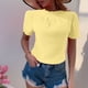 thumbnail image 2 of Blusas de Manga Corta para las Mujeres de la Moda Color Sólido Botón de Verano con Cuello Redondo, Poliéster, 2 of 7