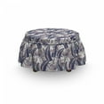 thumbnail image 3 of Tropical Ottoman Cover, Pinnate Banana Leaves Art, 2 Piece Slipcover Set with Ruffle Skirt for Square Round Cube Footstool Decorative Home Accent, Standard Size, Pale Teal Blush, by Ambesonne, 3 of 5