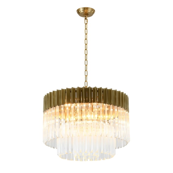 Design Living 8-Light D23.6" Round Brass Stainless Steel Chandelier
