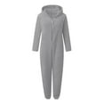 thumbnail image 4 of Rotm Womens Onesie Pajamas Womens Onesies Pajamas One Piece Hooded Adult Pajama Jumpsuit Winter Fuzzy Sleepwear Light Gray,2XL, 4 of 5