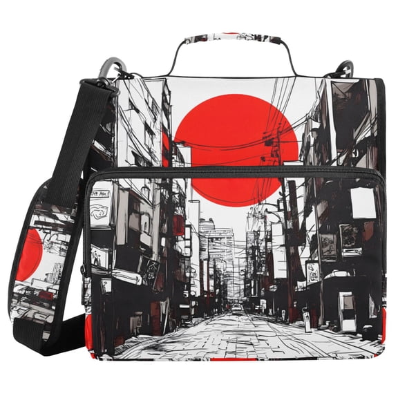 FORMRS Zipper Binder with Shoulder Strap 2-inch Ring 500 Sheet Capacity File Bag, Black Streets