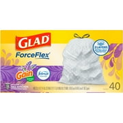 Glad ForceFlex Tall Kitchen Drawstring Trash Bags, 13 Gallon, Gain Lavender with Febreze Freshness, 40 Count