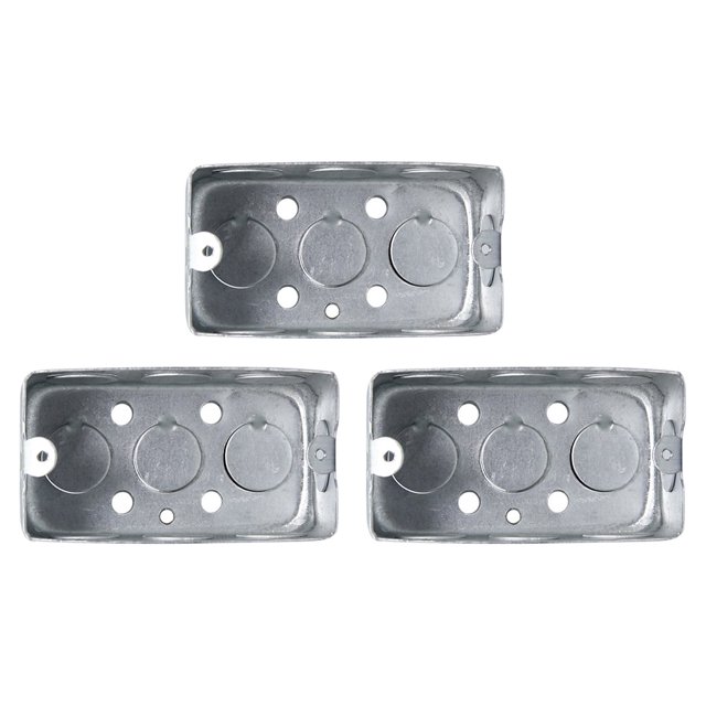 Caja de conexiones oculta de chapa de hierro galvanizado para proyectos eléctricos, caja de conexiones externa de metal, 3 piezas