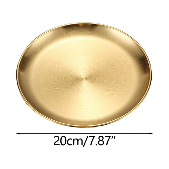 hulanddfd Stainless Steel Dinner Plate, Matte Brushed Designs, Gold Metal Stainless Steel Dinner Dishes Unbreakable Reusable Plates for Main Dishes Grilled Meat Dessert Salad and Fruit