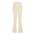 thumbnail image 2 of felwors Womens Dress Pants Stretchy Business Casual Flare Trousers Petite Lightweight Pull On Office Slacks with Pockets Beige, M, 2 of 5
