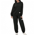 thumbnail image 2 of longantii Womens 2 Piece Outfits Lounge Jogging Suits Sweatsuit Set Oversized Sweatshirt Baggy Comfy Sweatpants with Pockets Black XXL, 2 of 7