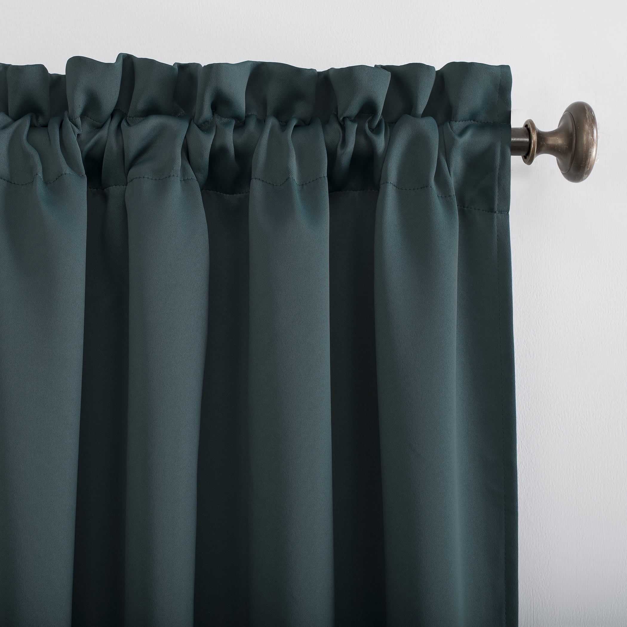 Sun Zero Nolan Energy Saving Blackout Rod Pocket Curtain Panel, 40"x95", Teal (Single Panel)