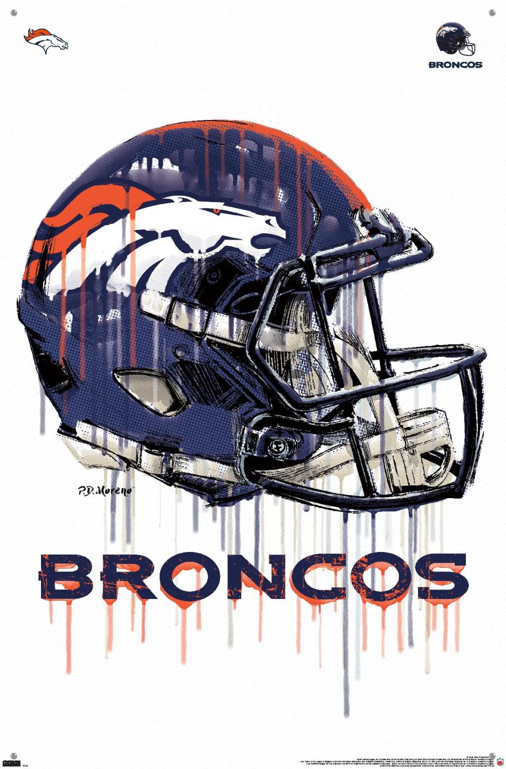 : Trends International NFL Denver Broncos - Neon Helmet 23 Wall  Poster, 22.37 x 34.00, Poster & Mount Bundle : Sports & Outdoors