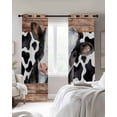 thumbnail image 4 of Cow Printed Blackout Curtains for Bedroom Living Room Darkening Curtains 63 Inches Long Farmhouse Watercolor Country Wooden Grain Window Curtain 2 Panels Set Window Treatment Grommet Drapes 52"x63", 4 of 9