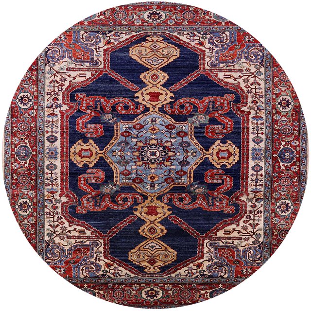 Ahgly Company Tapis d'Intérieur Ronds Mid-Century Moderne Rouge Profond Zone Orientale, 6' Ronds