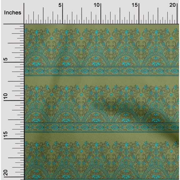 oneOone Organic Cotton Poplin Twill Fabric Leaves & Floral Block Printed Fabric 1 Yard 42 Inch Wide