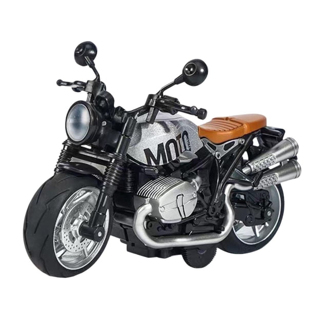 MERIGLARE Modèle de Moto en Alliage Jouets pour Enfants Moto à Rétrofriction pour Enfants Adolescents Argent