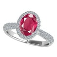 thumbnail image 3 of Mauli Jewels Rings for Women 1.20 Carat Diamond And Oval Shaped Created Ruby Ring 4-prong 10K White Gold, 3 of 6