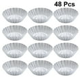 thumbnail image 3 of Frcolor 48Pcs Aluminum Alloy Egg Tart Molds Thick Reusable Flower Cupcake Mold Muffin Baking Cup Tartlet Pan (Silver), 3 of 6