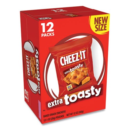 Baked Snack Crackers, Extra Toasty Crackers, 1 Oz Bag, 12/box | Bundle of 5 Boxes