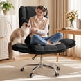 thumbnail image 3 of Hawsaiy Big and Tall Office Chair, Flip Armrests with Side Pockets, Comfy Criss Cross Office Chair with Extra-Wide Plush Seat, 150° Reclining Executive Office Chair, Chenille Upholstery, Black, 3 of 12