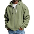 thumbnail image 2 of Waffle Knit Hoodies for Men Full Zip Sweatshirt Hooded Cardigan with Pocket Loose Fit Drawstring Athletic Jackets, 2 of 7