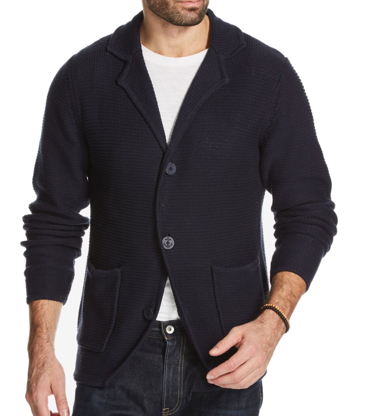 navy blue chunky cardigan