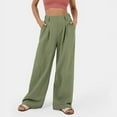 thumbnail image 3 of Pantalones largos de algodón para mujer, pantalones anchos de cintura alta para mujer, pantalones casuales sueltos, 3 of 5