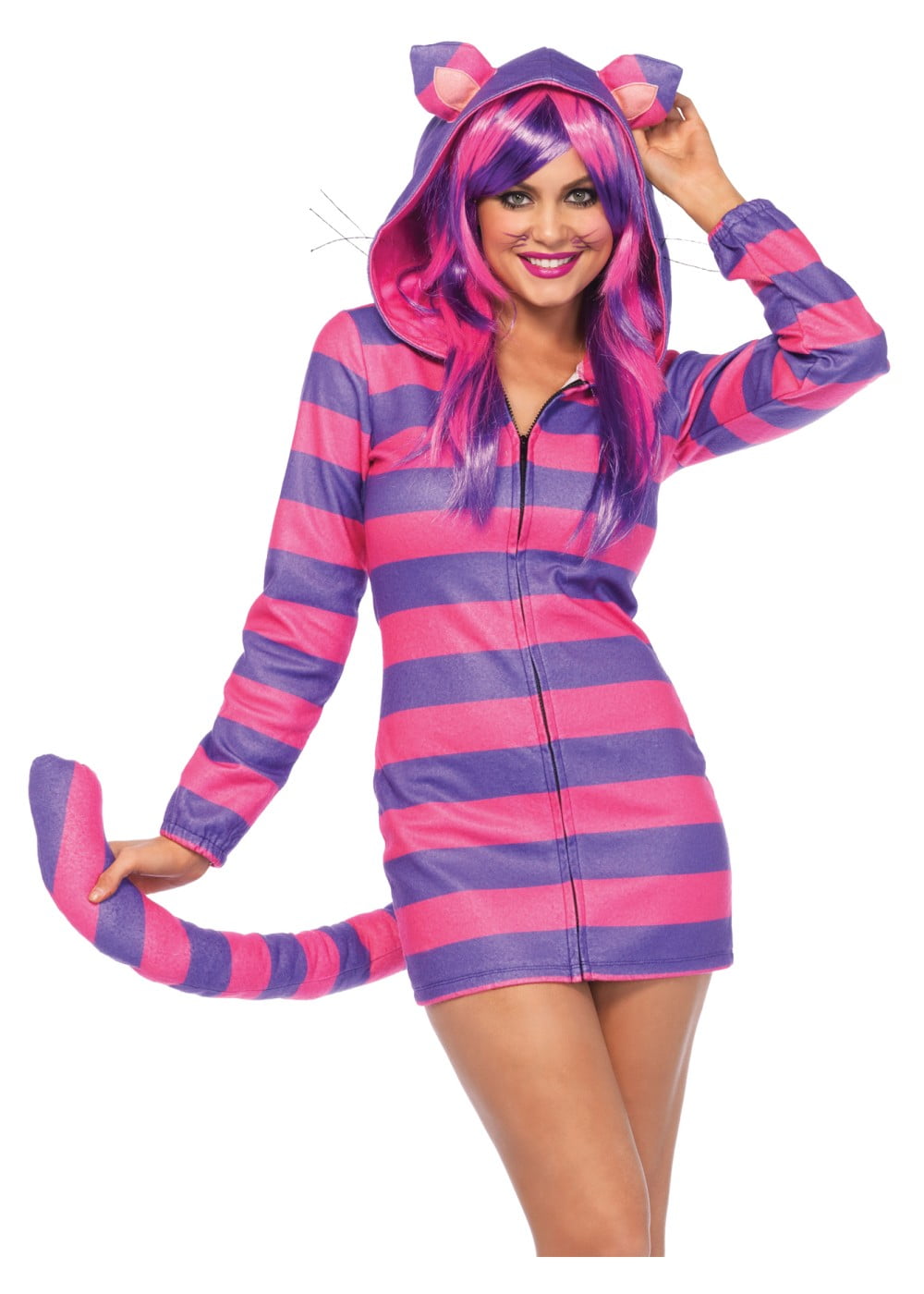 ADULT LADIES CHESHIRE CAT COSTUME ALICE IN WONDERLAND KITTY FANCY DRESS OUTFIT 