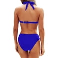 thumbnail image 4 of JoveMarine Women's Solid Color Bikini Set Elegant Two-Piece Swimsuit with Removable Padded Cups & Wire-Free Bra High-Waisted Bottoms for Summer Beach Vacation Pool Party Royal Blue 2XL, 4 of 4