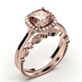 thumbnail image 3 of Dazzling Halo 2.05 Carat Cushion Cut Morganite And Diamond Moissanite Engagement Ring, Wedding Ring, One Matching Band in 925 Sterling Silver With Plain 18k Rose Gold Plating Shank Gift For Her, 3 of 3