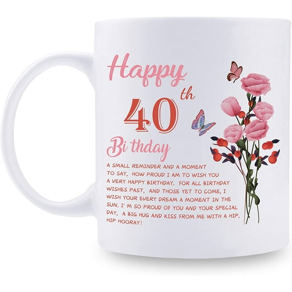 40th Birthday Gifts for Women - Happy 40th Birthday Mug for Women - 40th Birthday Gifts for Wife Mom Friend Sister Aunt Coworker - 11oz Coffee Mug (40th Birthday Gift)