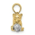 thumbnail image 2 of Diamond2Deal 14k Two-tone Gold 3-D Cat Playing with Moveable Ball Pendant for Women, 2 of 4