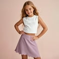 thumbnail image 4 of JURANMO Athletic Skirts with Built in Shorts for Girls Ruffle High Waist Mini A-Line Skort Kids Stretch Tennis Skirt Solid Sport Skorts Purple 4 Years, 4 of 9