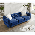 thumbnail image 2 of Living Room Furniture Sets with Tufted Loveseat and 3-Seater Couch,  Chesterfield Couch Set of 2 with Plush Pillows, Crystal Legs and Nailhead Trim Arms, Comfy Couches for Living Room, Blue, 2 of 9