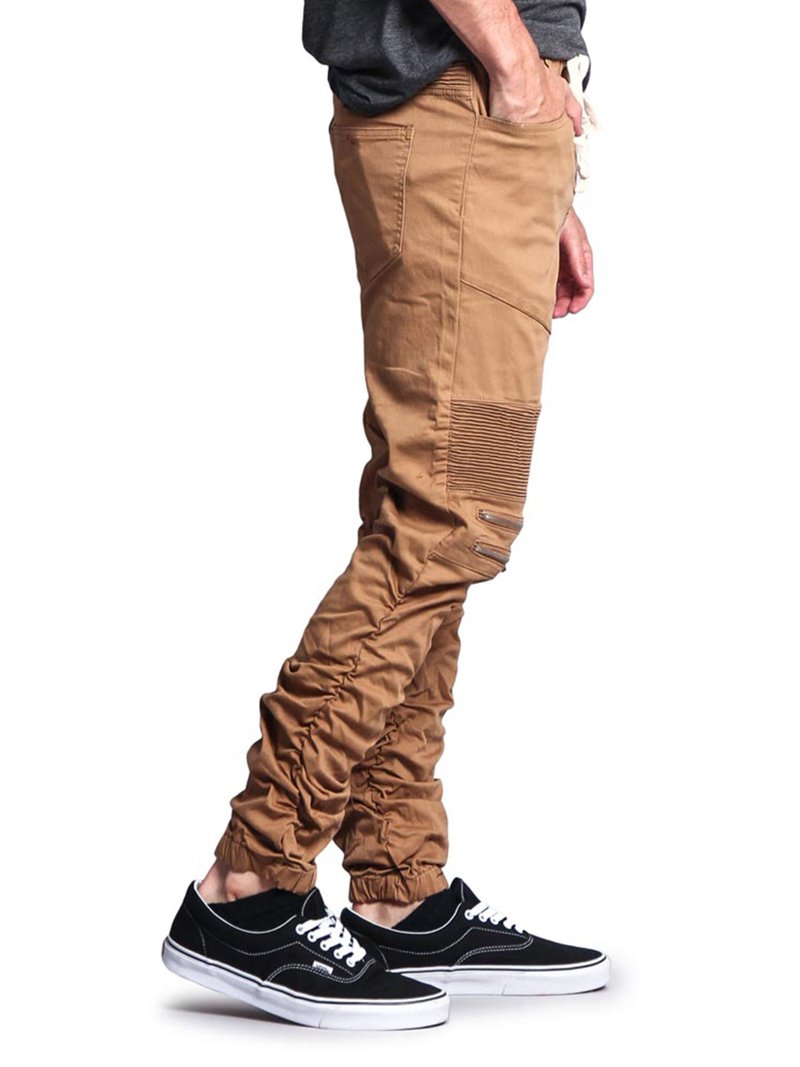 Victorious Men's Scrunch Stacked Biker Twill Jogger Pants JG882