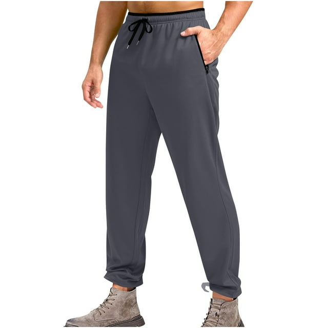 AherBiu Sweatpants For Men Drawstring Elastic Waisted Active Athletic Workout Pants With Pockets Straight Leg Casual Loose Running Trousers