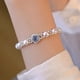 thumbnail image 4 of Pulsera de perlas de aguamarina retro francesa, diseño de estilo socialité de lujo ligero, pulsera que combina con todo, regalo, 4 of 5