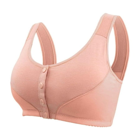 PLLFRLRT Bras for Women Front Button Bras Wireless Tank Top Mother Bra Bras for Older Women With Sagging Wide Sides(Rose Gold 38)