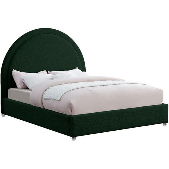 Maklaine Contemporary designed Green Finished Fabric King Bed
