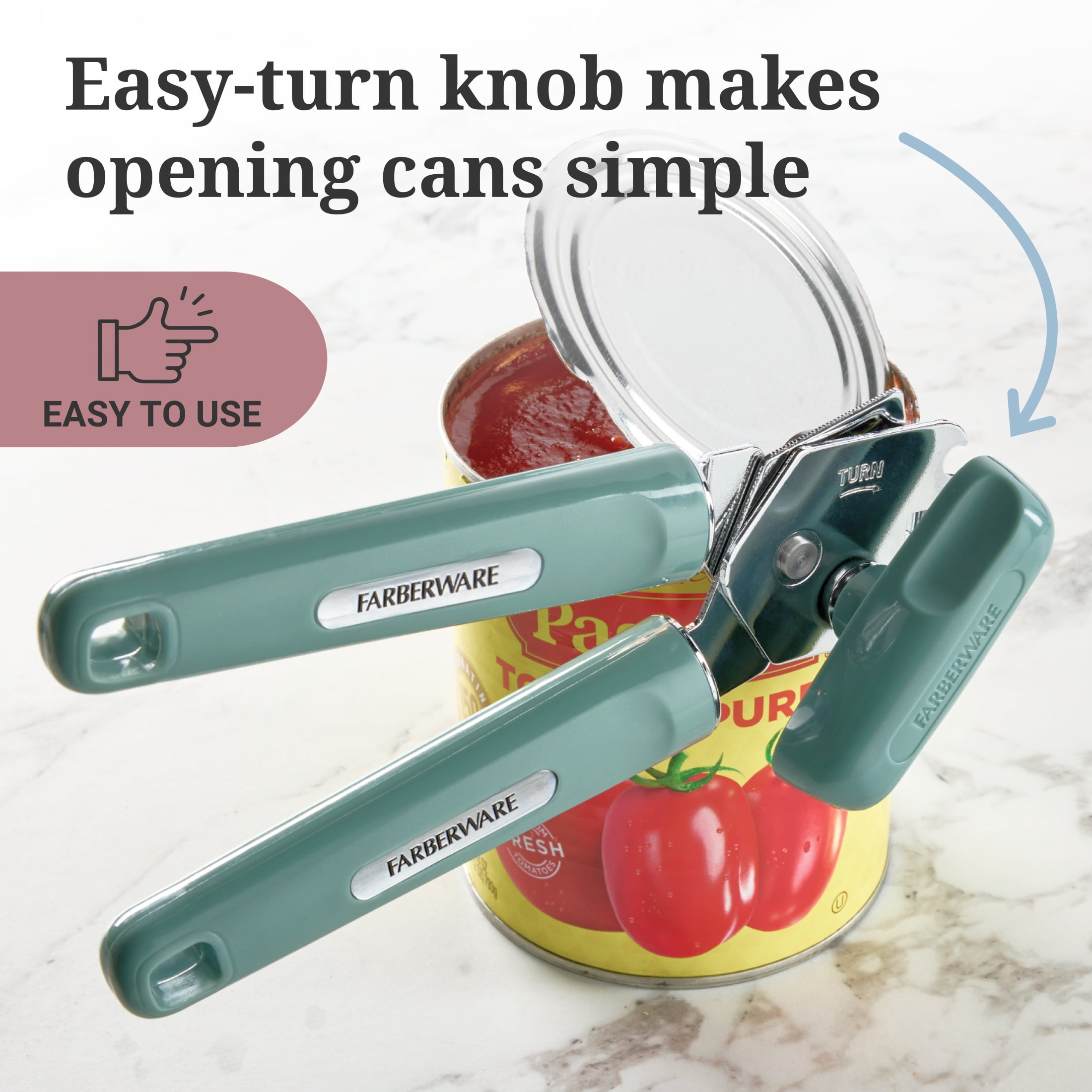 Farberware Professional Can Opener with Built-in Bottle Opener Sage Green
