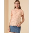 thumbnail image 3 of INSPIRE CHIC Women's Ruffle Neck Floral Keyhole Back Chiffon Blouse, 3 of 6