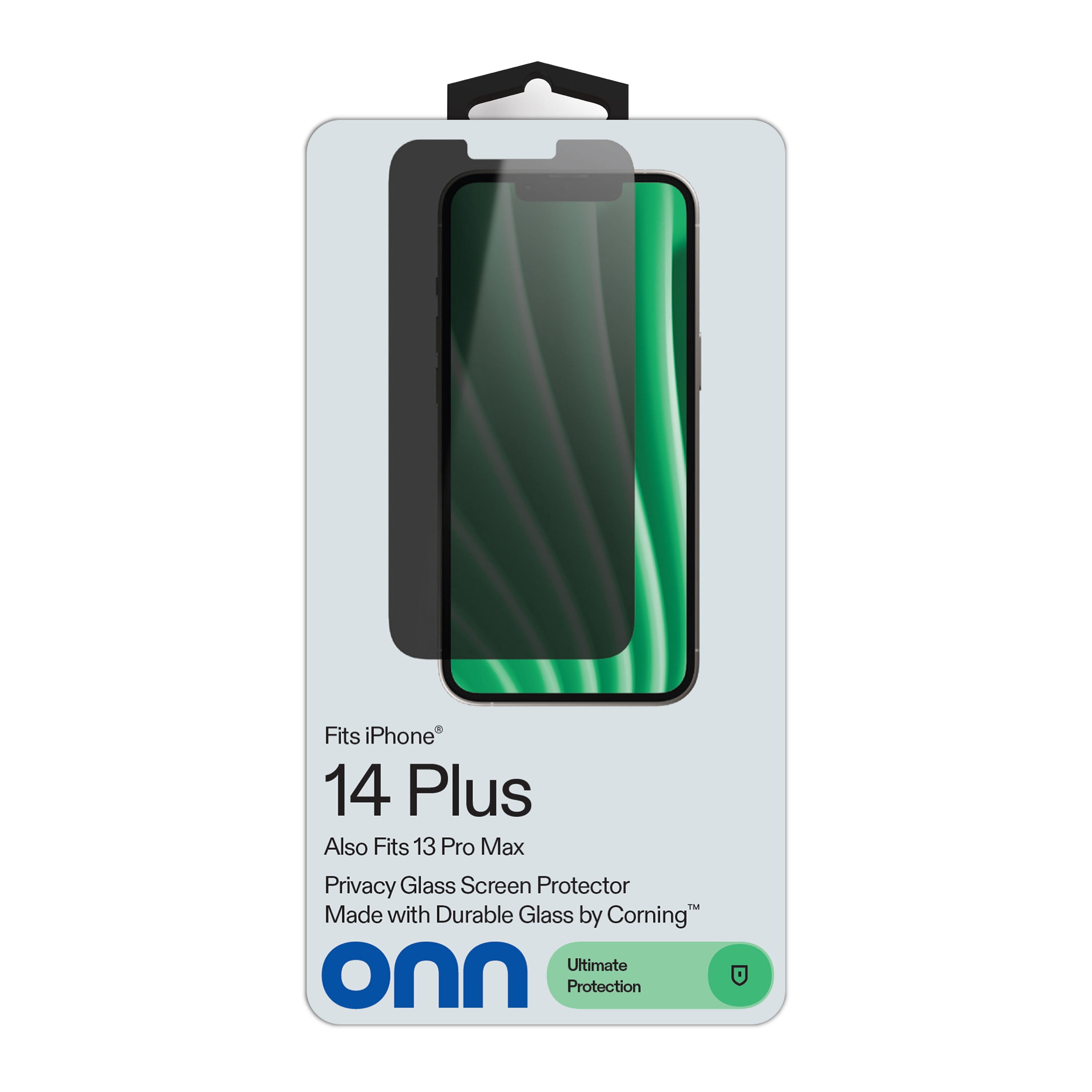 onn Privacy Glass Screen Protector for iPhone® 14 Plus/13 Pro Max, Made with Durable Glass by Corning™ for Ultimate Protection, Includes Easy Application Tray