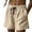 Khaki, variant on Admvng Women's Summer Casual Cotton Linen Plus Size Drawstring Shorts Elastic Waist Loose Shorts with Pockets
