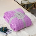 thumbnail image 6 of Wuztai Plaid Solid Color Flannel Blanket Soft Warm, Blue Pink Beige 150x100cm for Couch Lap Car, Cozy Throw Cover, 6 of 7
