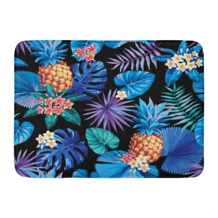 Hardware Store Palm Beach Gardens GODPOK Aloha Blue Leaf Hawaiian with Pineapples Tropical Palm Leaves and Flowers Garden Beach Rug Doormat Bath Mat 23.6x15.7 inch ()