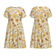 thumbnail image 3 of Bixox Robe d'Été à Manches Courtes pour Femmes Robe Ample Longueur Genou avec Poches-Miel Nid d'Abeille, 3 of 7