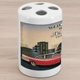 thumbnail image 1 of Austin Ceramic Toothbrush Holder, Retro Grungy Classical Red American Car and City Landmarks Welcome to Texas Greeting, Decorative Versatile Countertop for Bathroom, 4.5" X 2.7", Multicolor, 1 of 4