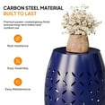 thumbnail image 5 of Tcbosik Steel Patio End Table, Powder-Coated Iron Drum Side Table with Cut-Out Design, Indoor Outdoor Accent Table for Patio Living Room, No Assembly, Blue, 5 of 8