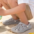 thumbnail image 4 of XIYON Kids Boys Girls Summer Slippers Soft Sole Non Slip Closed Toe Hollow Out Solid Color Lightweight Breathable Shoes For Casual Daily Wear,Grey,9.5-10 Years, 4 of 7