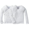 thumbnail image 4 of Gerber Baby Boy or Girl Gender Neutral White Long Sleeve Side Snap Shirt with Mitten Cuffs, 6-Pack, 4 of 7