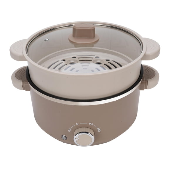 Suodoka 800W 3L Electric Hot Pot with Food‑Grade Non‑Stick Coating, Dual‑Layer Steam Basket, Touch‑Safe Control, BPA‑Free