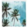 thumbnail image 2 of Ambesonne Tropical Shower Curtain, Palm Trees Clouds Print, 69"Wx75"L, Jade Green Pale Teal, 2 of 4