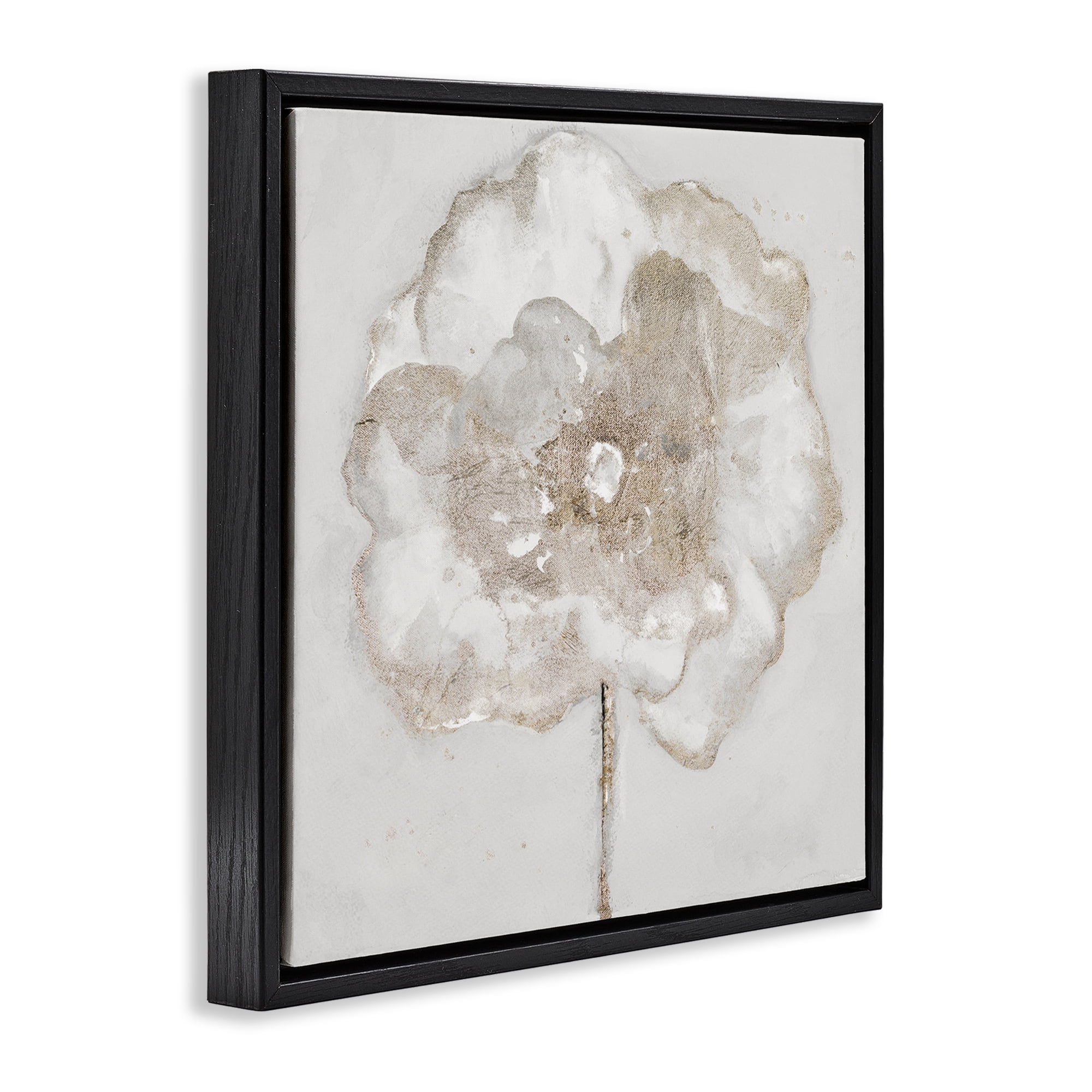 Stupell Industries Gilded Flower Blossoms Botanical & Floral Painting Black Floater Framed Art Print Wall Art, 18 x 18